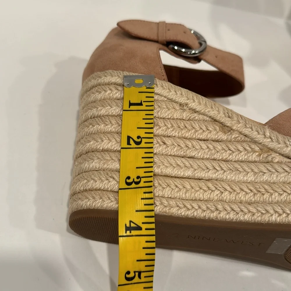 NEW Nine West Faux Suede Tan Wedge Espadrille Sandals Size 10M
